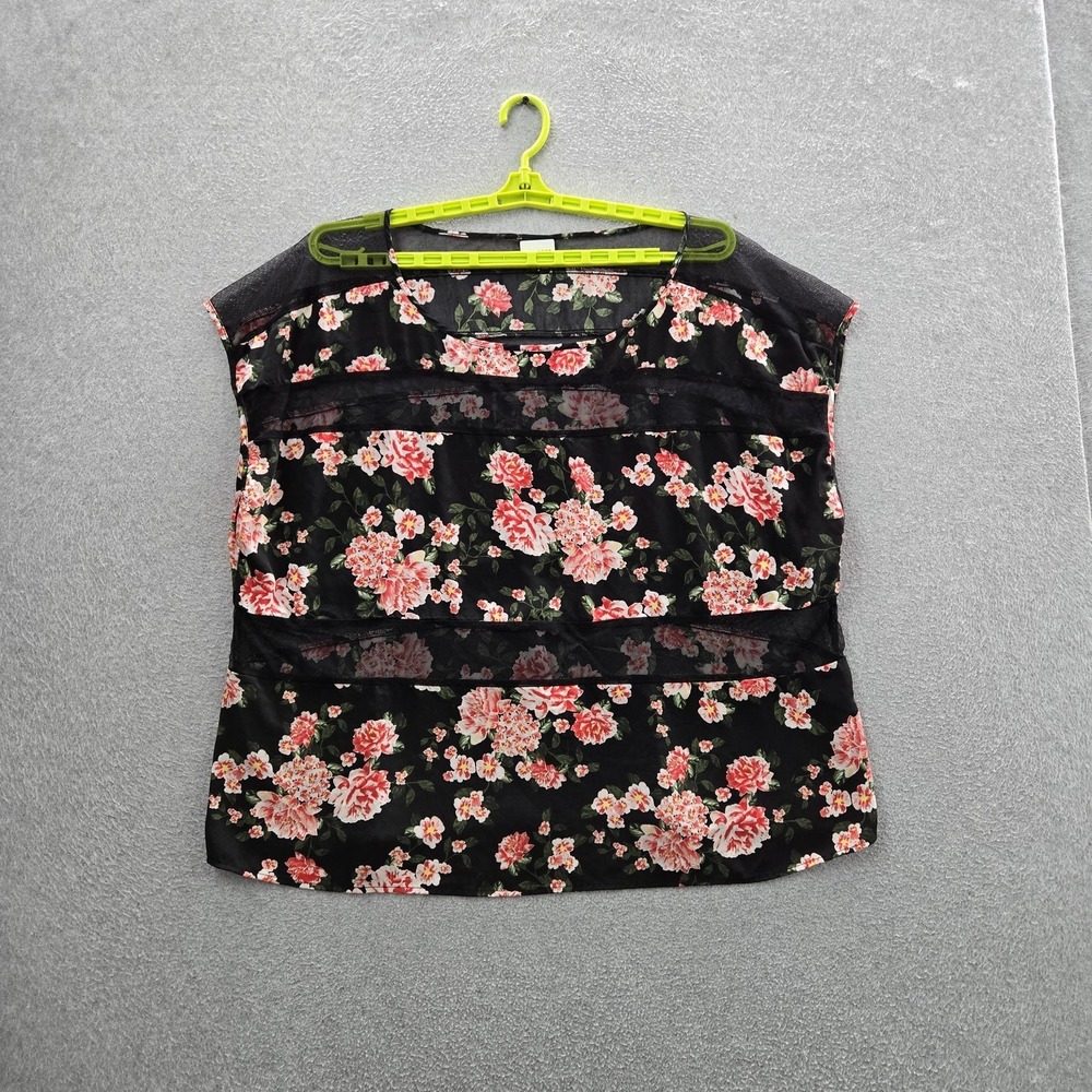 Torrid Women Blouse 3 Black Nylon Floral Pencil Skirt Romantic Mesh Panel Sheer